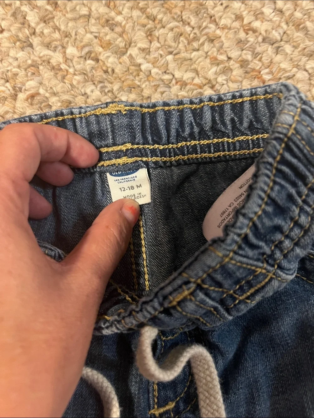 Old Navy Denim Pull-On Shorts with Cream Drawstring